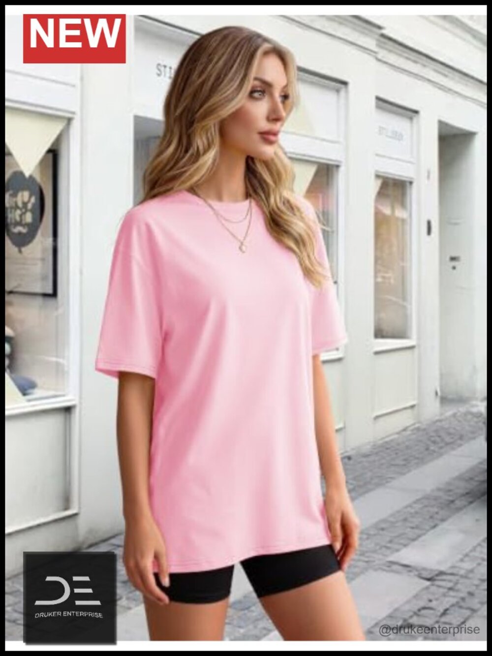 Oversized Tshirt Short Sleeve Crewneck Loose Fit Basic Tee Cotton Blend Plus - Picture 3 of 6